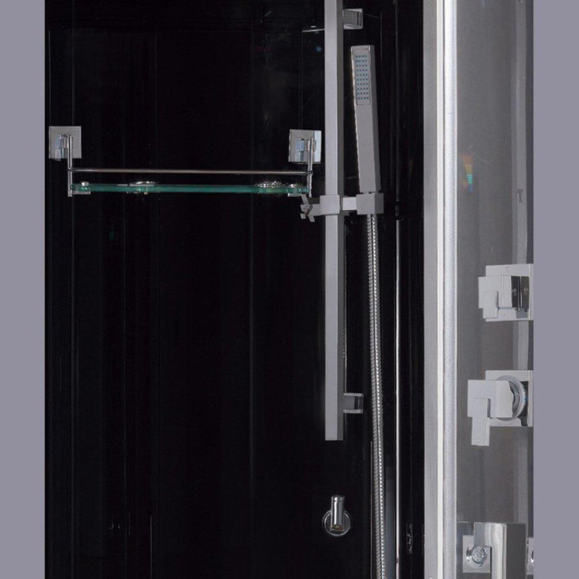 Platinum 47" x 47" x 89" Two-Person Black Framed Round Walk-In Steam Shower With Dual Sliding Doors 12 Massage Jets & LED Chromatherapy Lighting