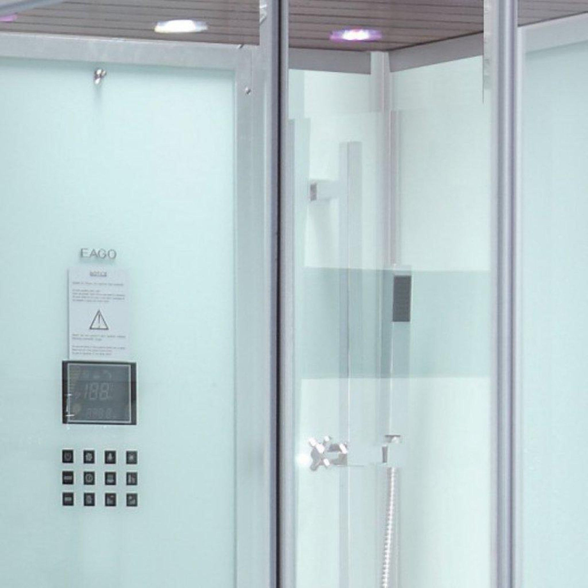 Platinum 59" x 35" x 89" Two-Person White Framed Rectangle Walk-In Steam Shower With Left Handed Control Panel Configuration Hinged Door 6 Massage Jets & LED Chromatherapy Lighting