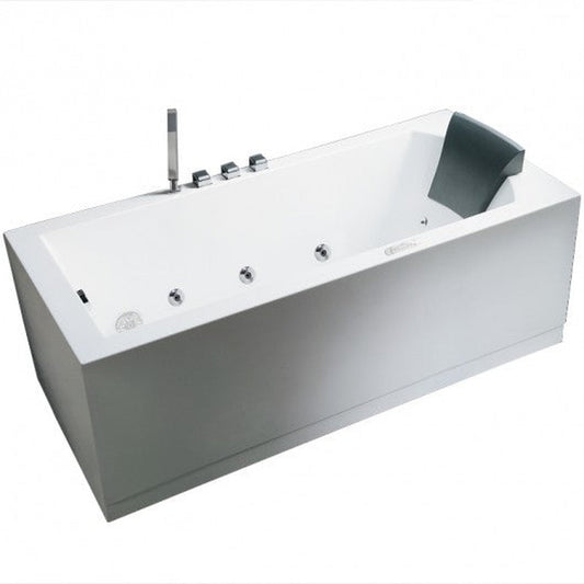Platinum 70" x 32" x 25" One-Person Rectangle Whirlpool Bathtub With Right-Hand Drain Waterfall Spout 22 Jets & Handheld Shower