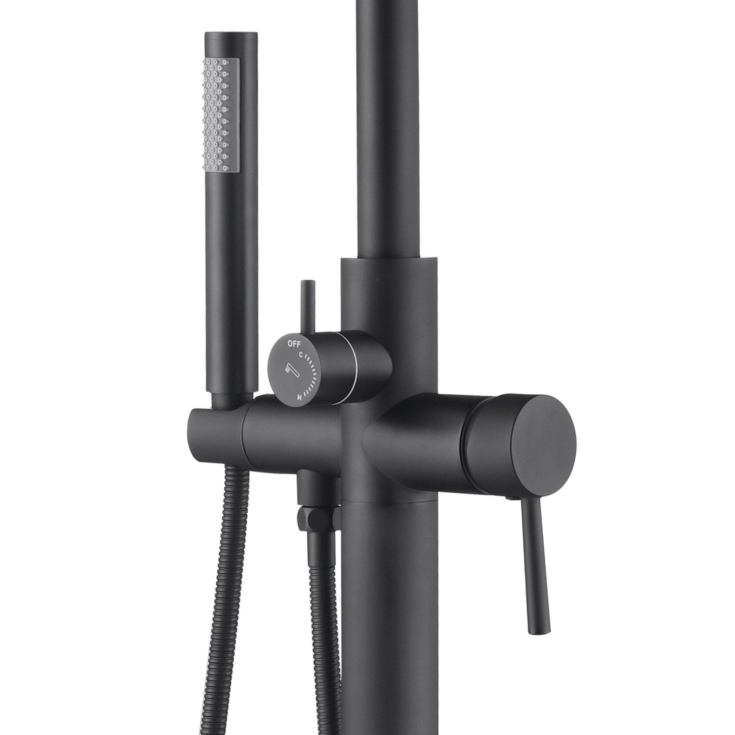 PULSE ShowerSpas High Flow Freestanding Tub Filler With Diverter in Matte Black Finish