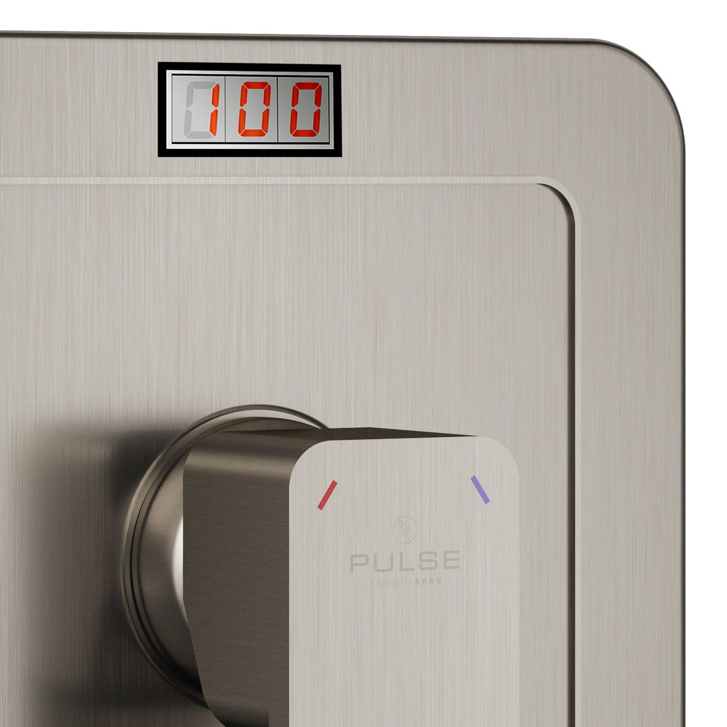PULSE ShowerSpas Square LED Tru-Temp Pressure Balance 1/2" Rough-In Valve With Brushed Nickel Trim Kit