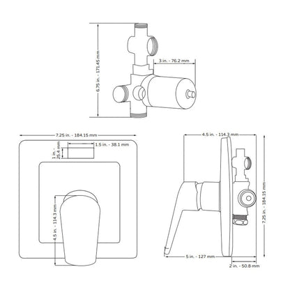 PULSE ShowerSpas Square LED Tru-Temp Pressure Balance 1/2" Rough-In Valve With Chrome Trim Kit