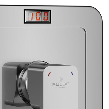 PULSE ShowerSpas Square LED Tru-Temp Pressure Balance 1/2" Rough-In Valve With Chrome Trim Kit