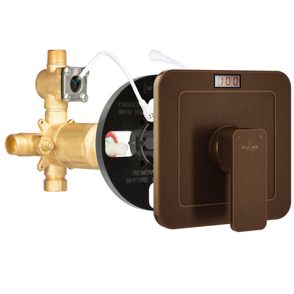 PULSE ShowerSpas Square LED Tru-Temp Pressure Balance 1/2" Rough-In Valve With Oil Rubbed Bronze Trim Kit