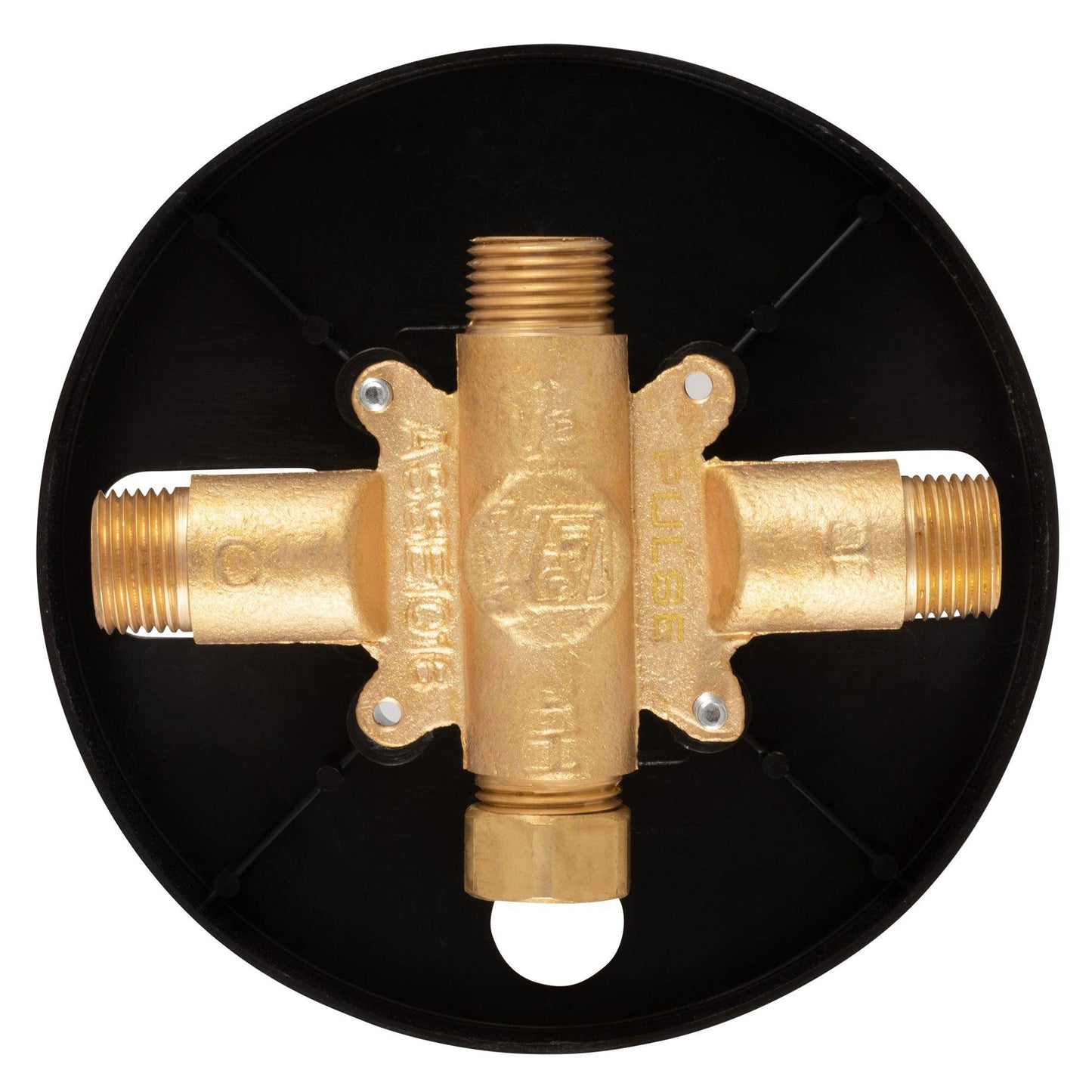 PULSE ShowerSpas Tru-Temp Pressure Balance 1/2" Rough-In Valve With Brushed Gold Round Shape Trim Kit