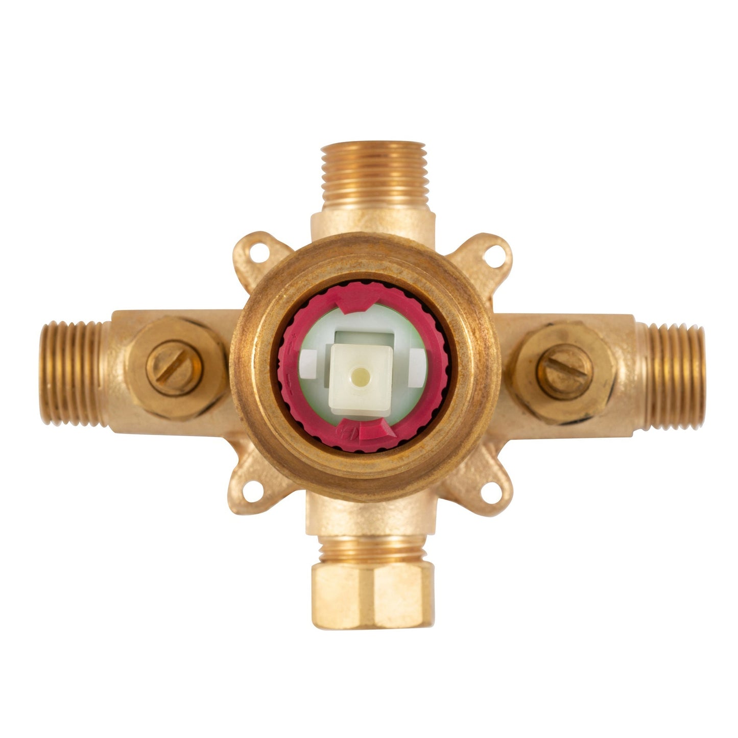 PULSE ShowerSpas Tru-Temp Pressure Balance 1/2" Rough-In Valve With Brushed Gold Round Shape Trim Kit