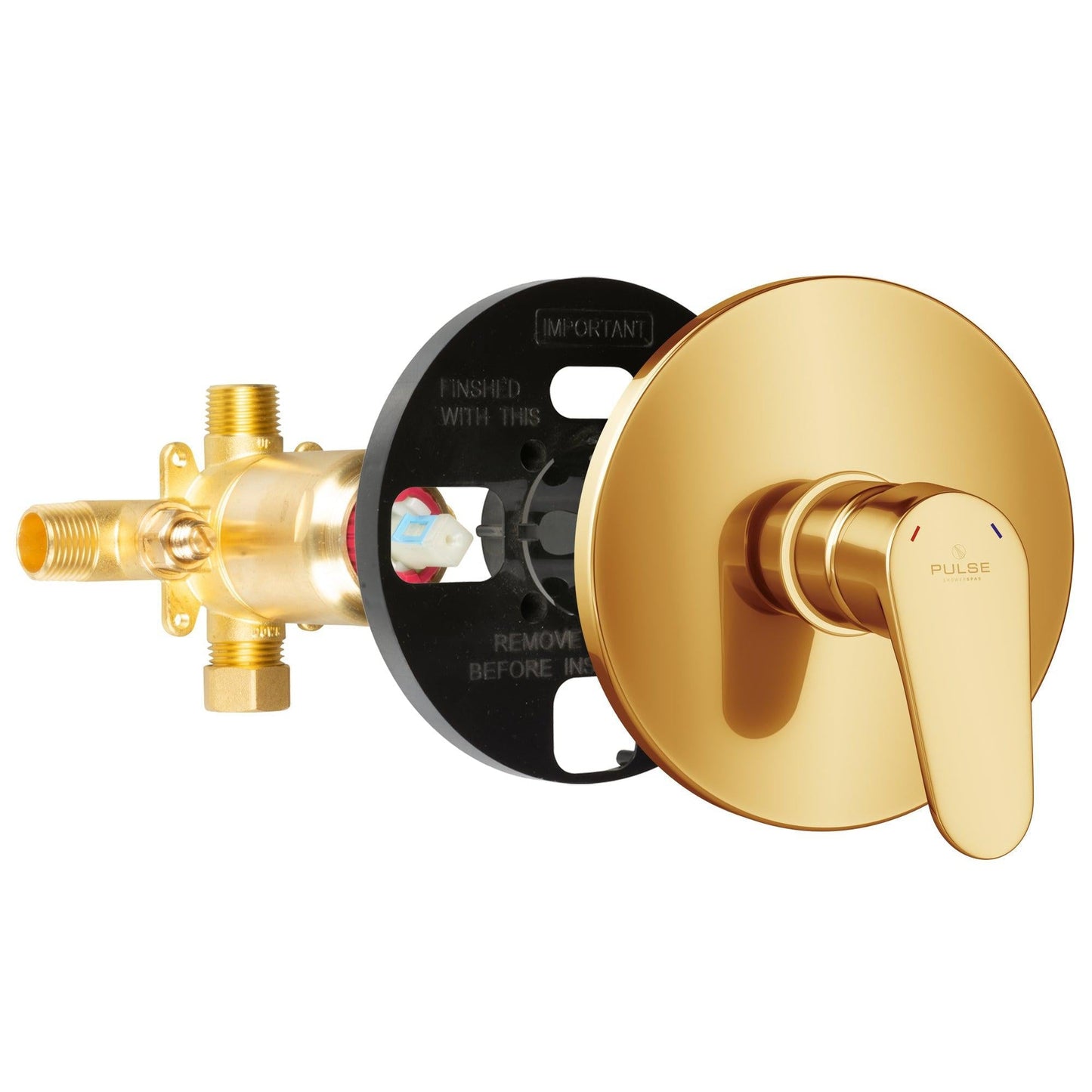 PULSE ShowerSpas Tru-Temp Pressure Balance 1/2" Rough-In Valve With Brushed Gold Round Shape Trim Kit