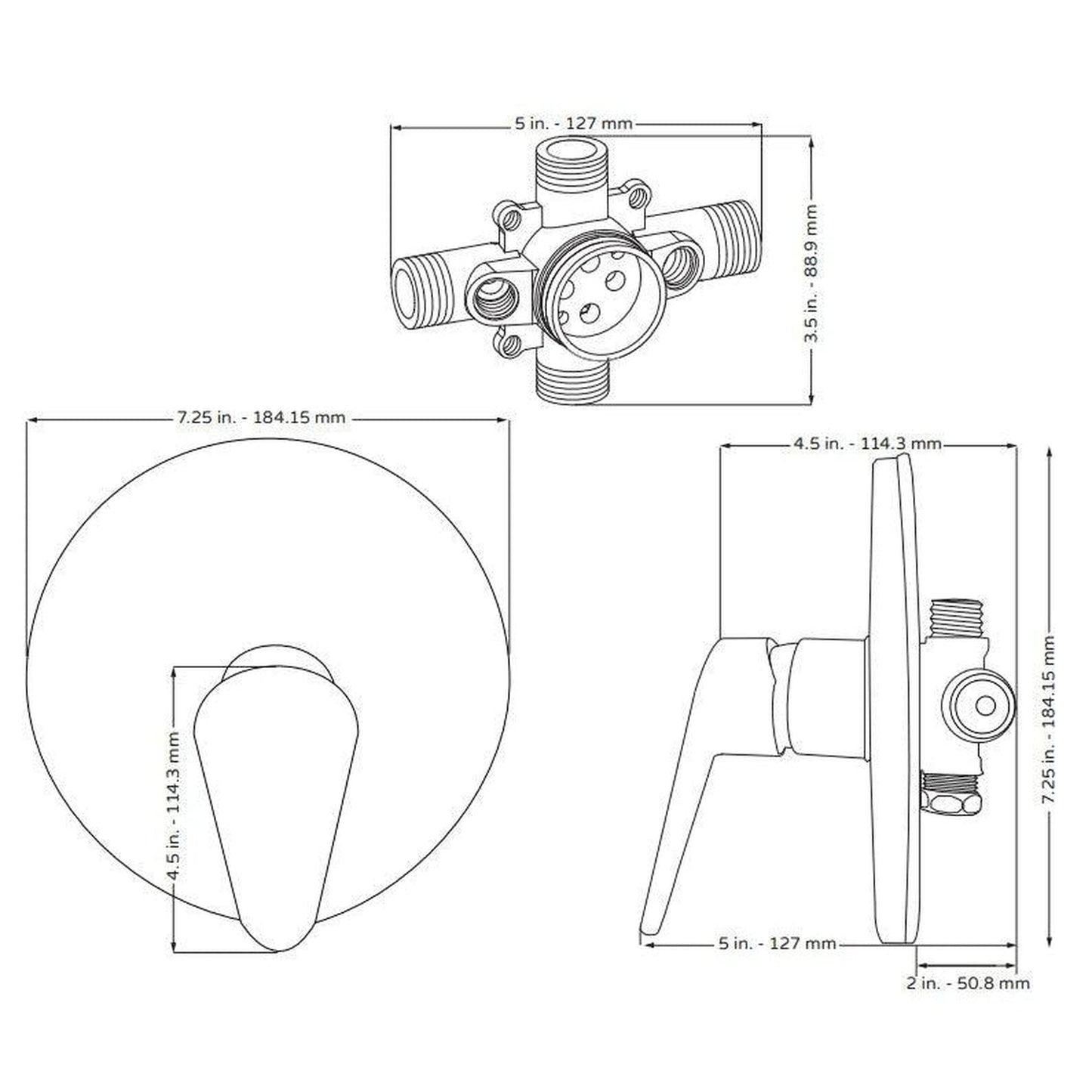 PULSE ShowerSpas Tru-Temp Pressure Balance 1/2" Rough-In Valve With Chrome Round Shape Trim Kit