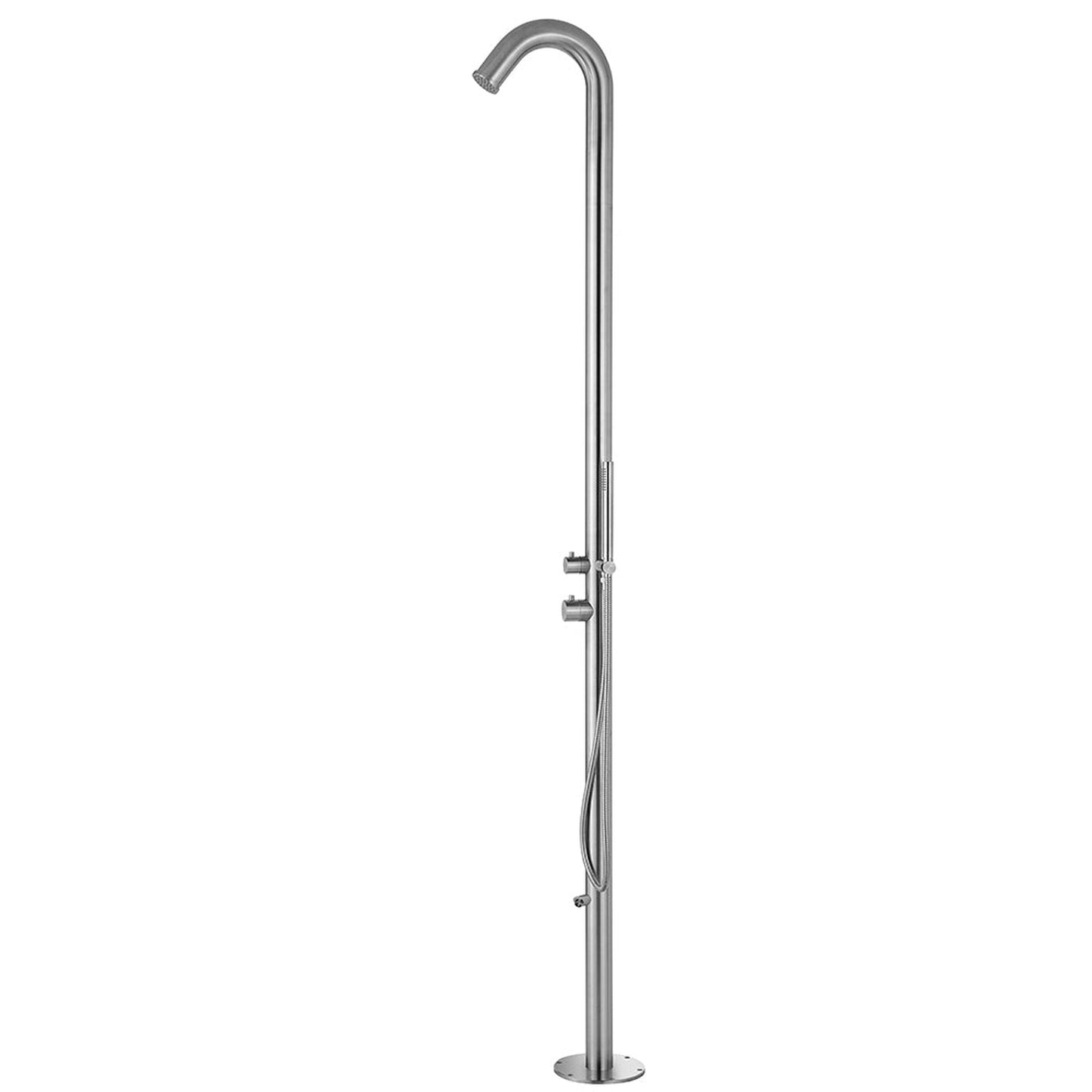 PULSE ShowerSpas Wave Rain Showerhead With Single Function Hand Shower Wand 2.5 GPM Outdoor Shower in Brushed Stainless Steel Finish