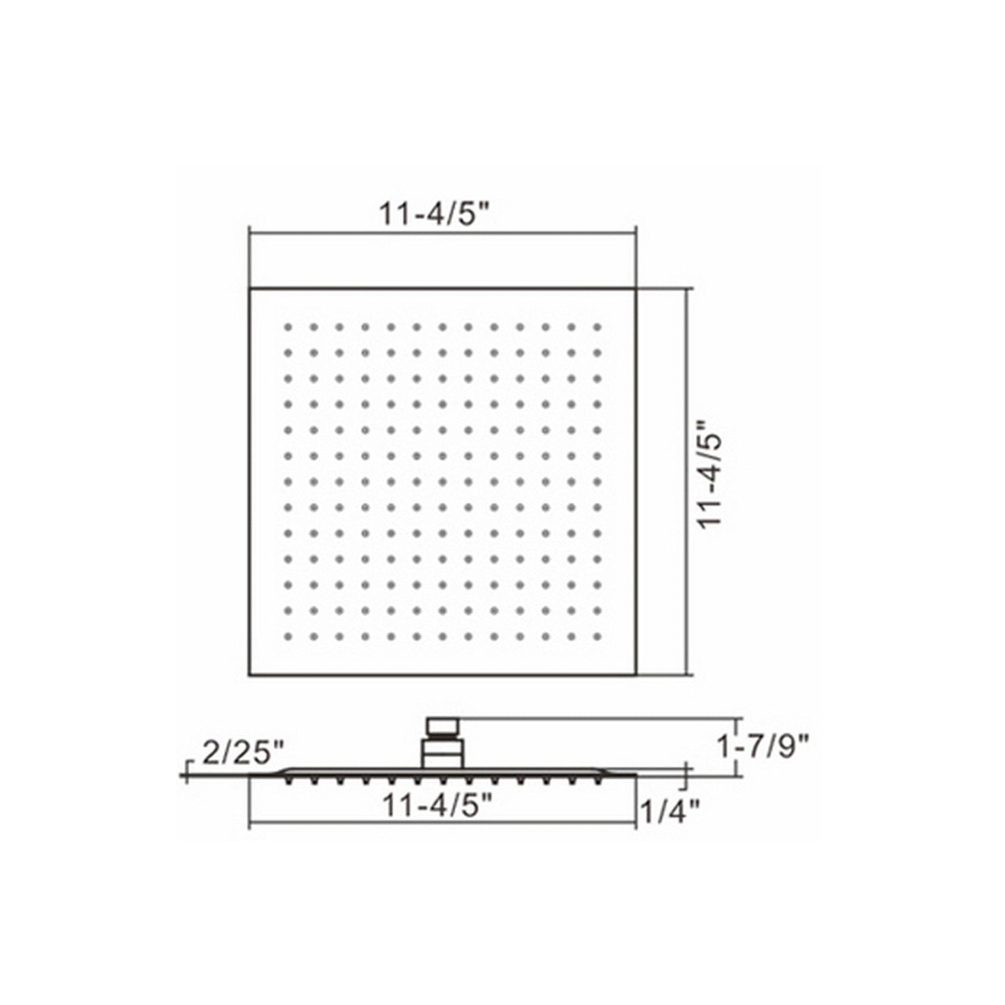 Ratel 12" Square Chrome Stainless Steel Rain Shower Head