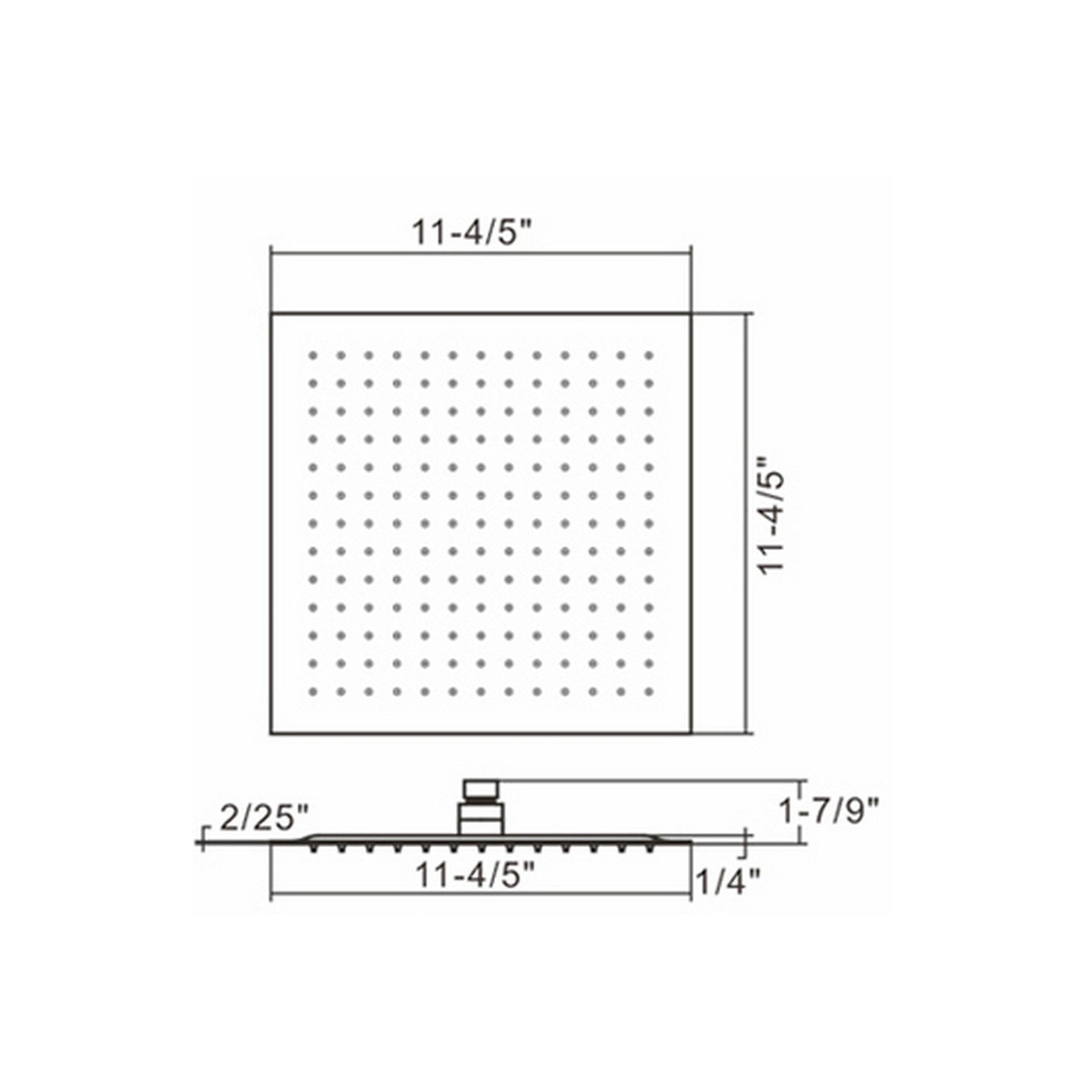 Ratel 12" Square Chrome Stainless Steel Rain Shower Head