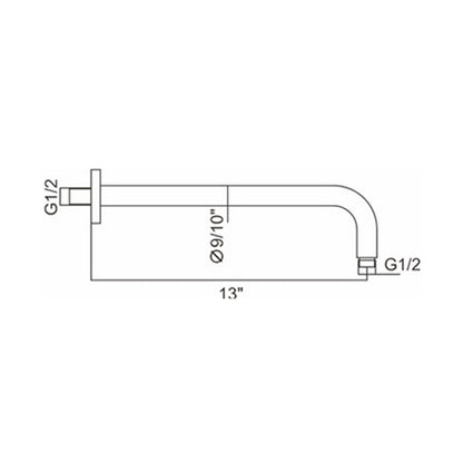 Ratel 13" Round Chrome Wall-Mounted Shower Arm