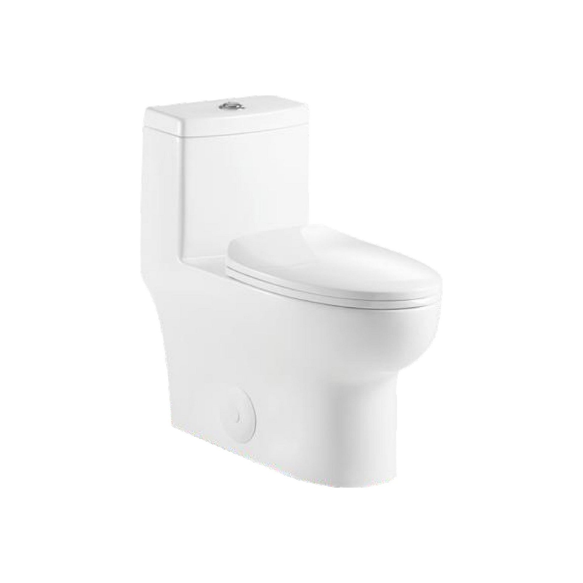 Ratel 14" x 28" White Gloss One-Piece Dual-Flush Floor-Mounted Toilet With Soft-Close Seat