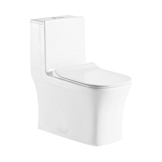 Ratel 14" x 30" Square White Gloss One-Piece Dual-Flush Floor-Mounted Toilet With Soft-Close Seat