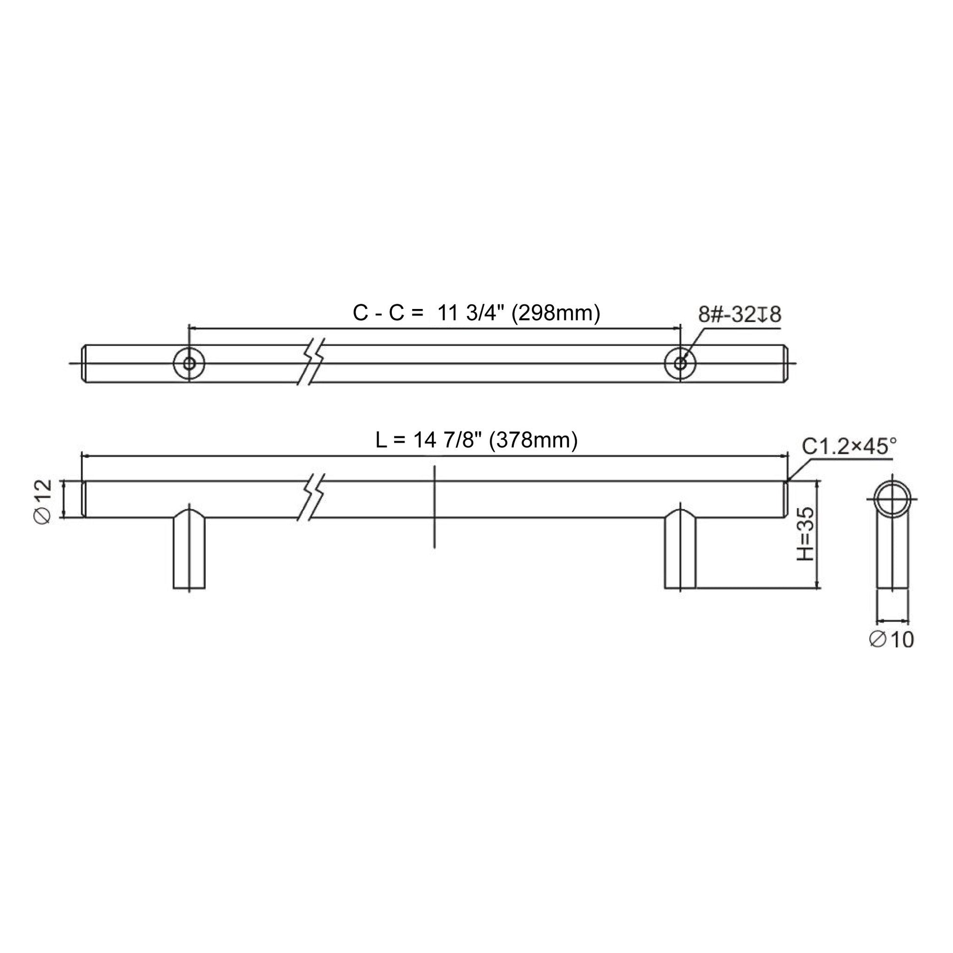 Ratel 15" Matte Black Steel T-Bar Handle