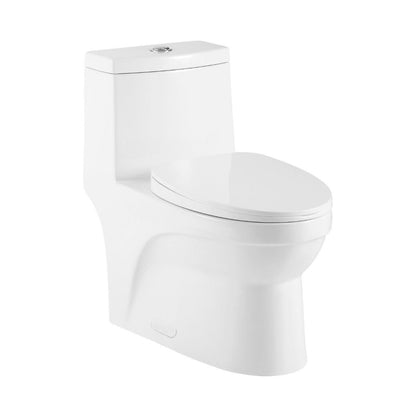Ratel 15" x 28" White Gloss One-Piece Dual-Flush Floor-Mounted ADA-Compliant Toilet With Soft-Close Seat
