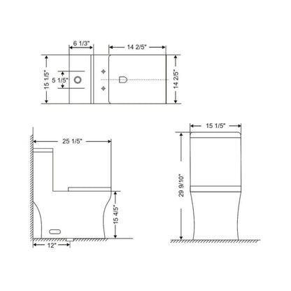 Ratel 15" x 30" Square White Gloss One-Piece Dual-Flush Floor-Mounted Toilet With Soft-Close Seat