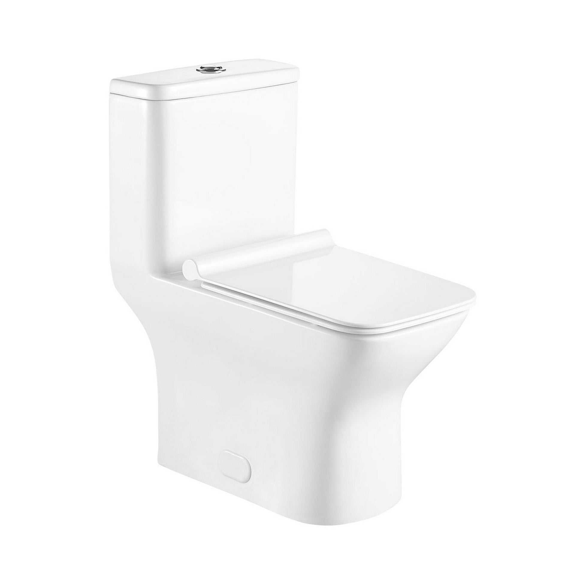 Ratel 15" x 30" Square White Gloss One-Piece Dual-Flush Floor-Mounted Toilet With Soft-Close Seat