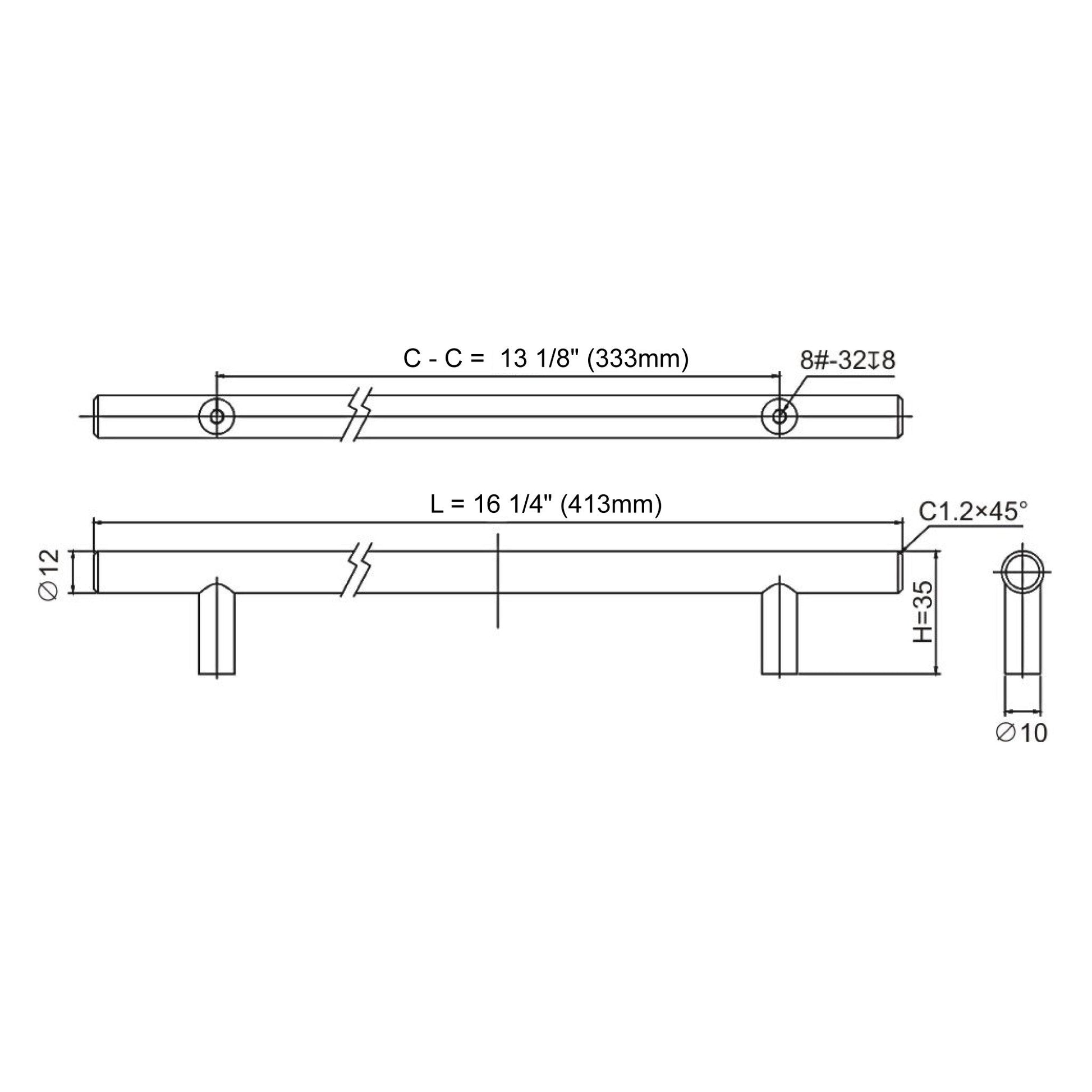 Ratel 16" Brushed Nickel Steel T-Bar Handle