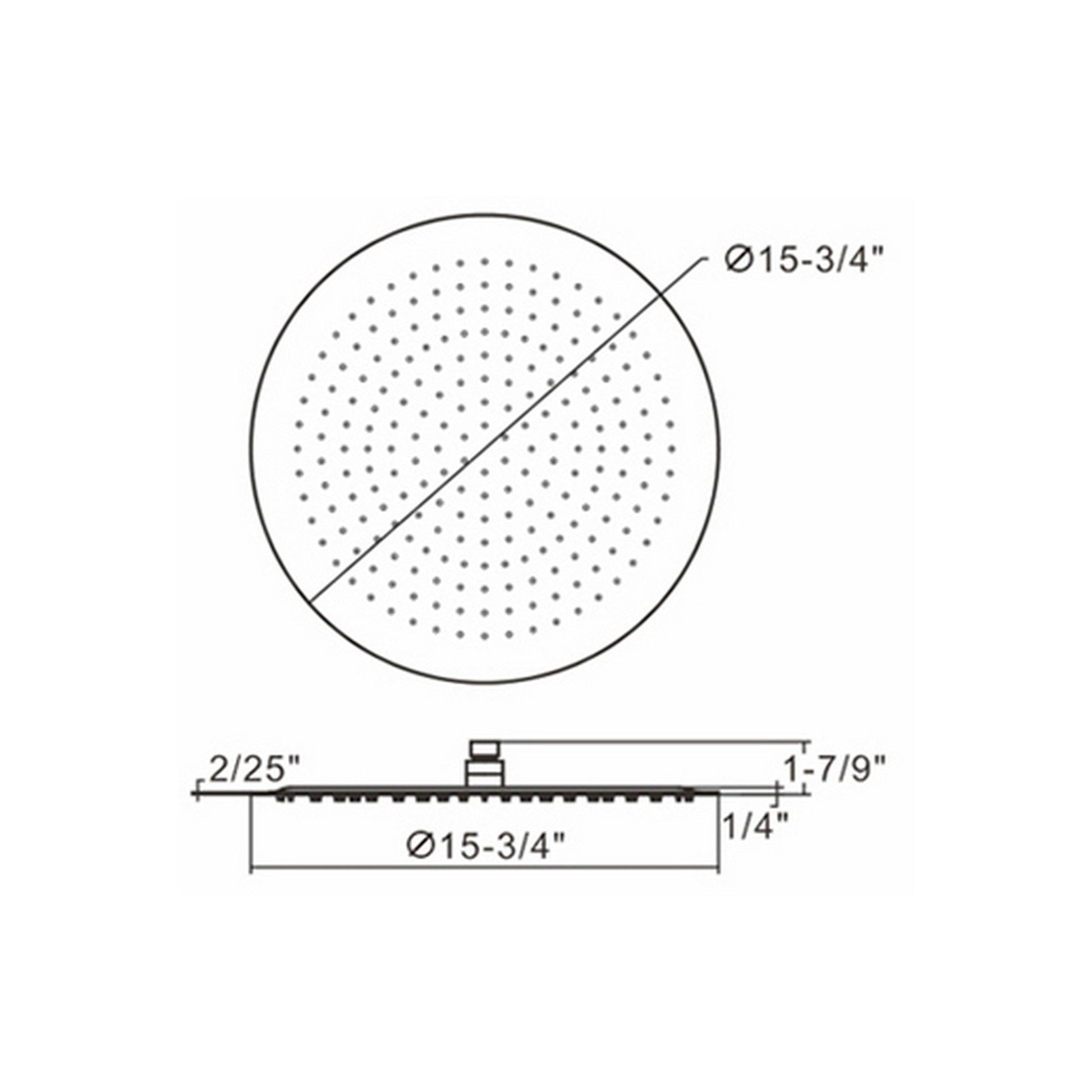 Ratel 16" Round Chrome Stainless Steel Rain Shower Head