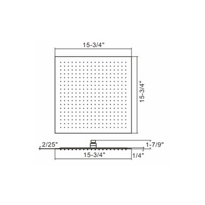 Ratel 16" Square Brushed Nickel Stainless Steel Rain Shower Head