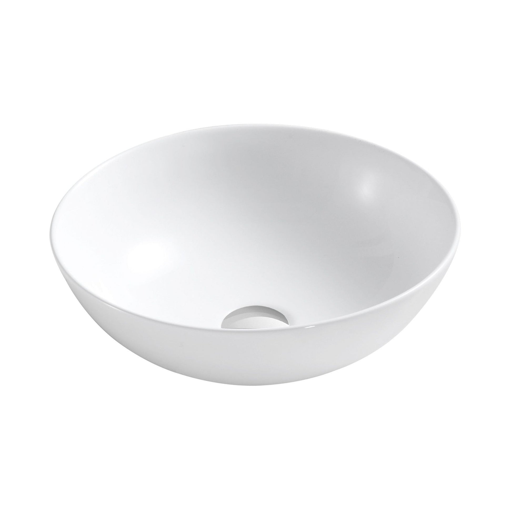 Ratel 16" White Round Ceramic Vessel Bathroom Sink