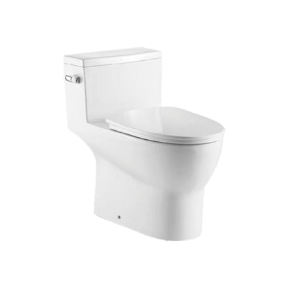 Ratel 16" x 28" White Gloss One-Piece Floor-Mounted Toilet With Soft-Close Seat