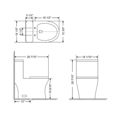 Ratel 16" x 30" White Gloss One-Piece Dual-Flush Floor-Mounted Toilet With Soft-Close Seat