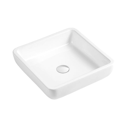 Ratel 16" x 4" White Square Ceramic Vessel Bathroom Sink