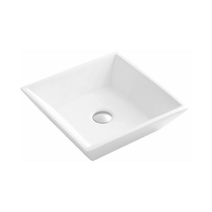 Ratel 16" x 6" White Square Ceramic Vessel Bathroom Sink