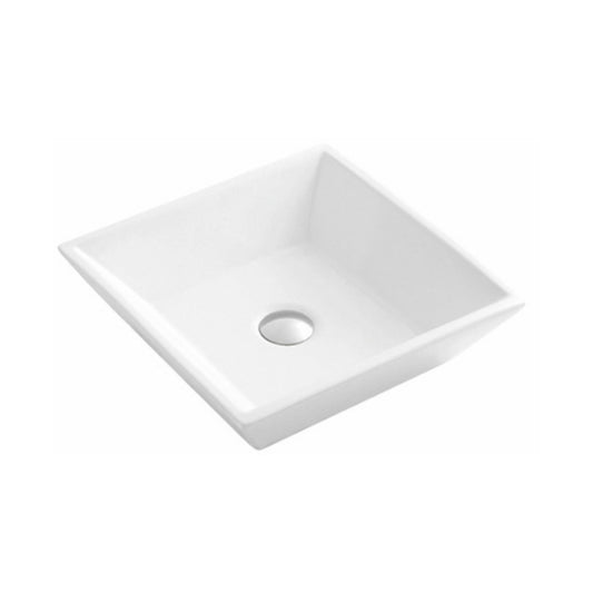 Ratel 16" x 6" White Square Ceramic Vessel Bathroom Sink