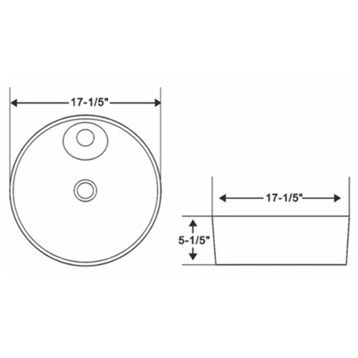 Ratel 17" Single-Hole White Round Ceramic Vessel Bathroom Sink