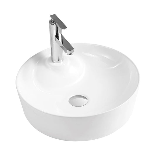 Ratel 17" Single-Hole White Round Ceramic Vessel Bathroom Sink