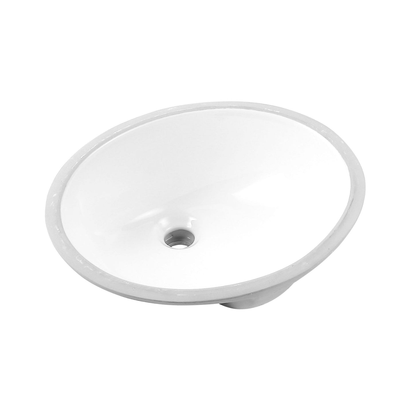 Ratel 18" x 15" White Oval Ceramic Undermount Bathroom Sink