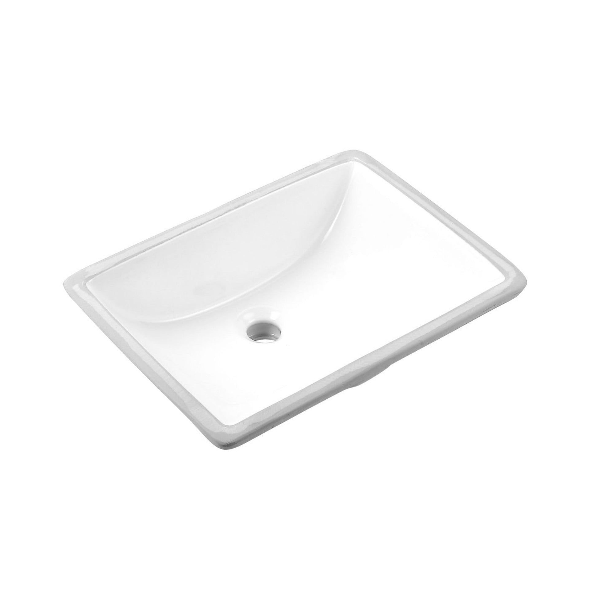 Ratel 20" x 13" White Rectangular Ceramic Undermount Bathroom Sink