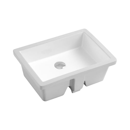 Ratel 20" x 14" White Rectangular Ceramic Undermount Bathroom Sink