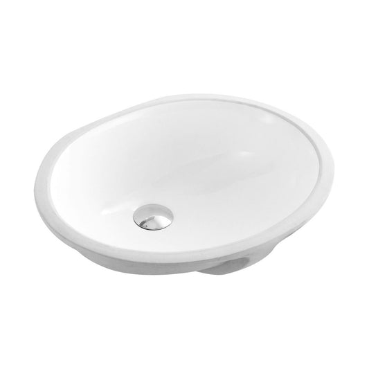 Ratel 20" x 16" White Oval Ceramic Undermount Bathroom Sink