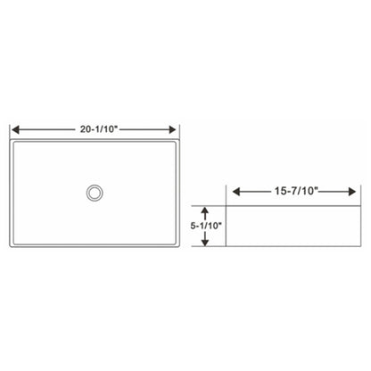 Ratel 20" x 16" White Rectangular Ceramic Vessel Bathroom Sink