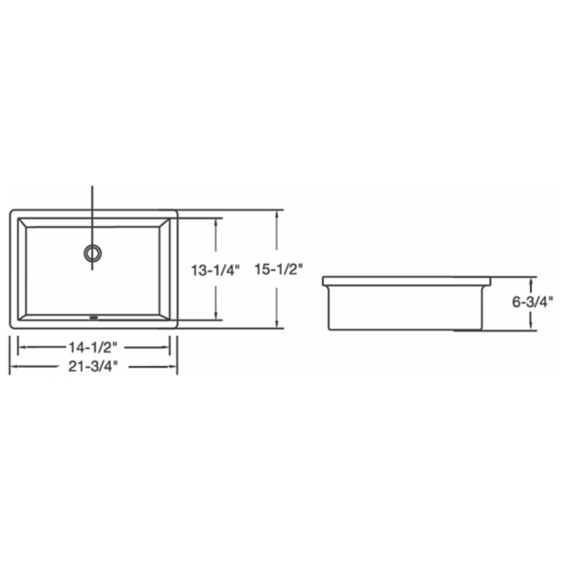 Ratel 22" x 16" White Rectangular Ceramic Undermount Bathroom Sink