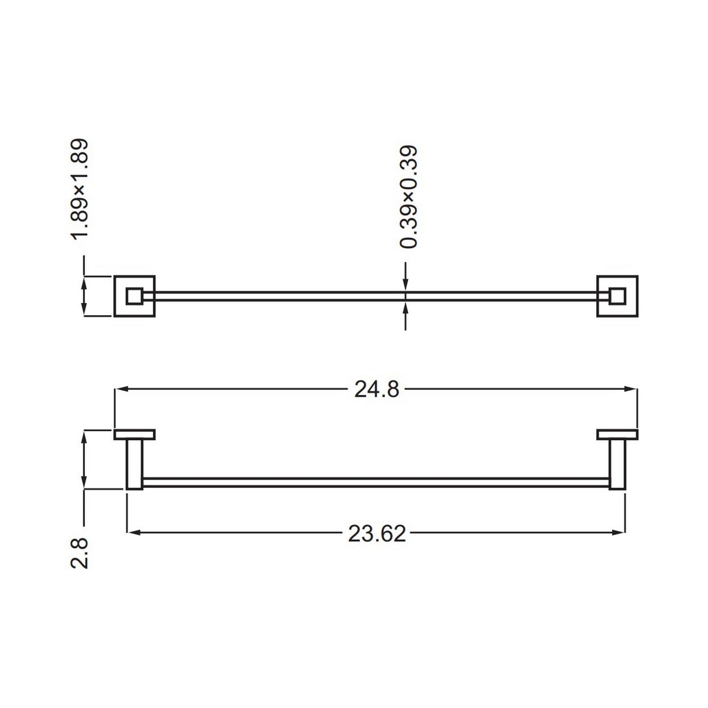 Ratel 25" Brushed Nickel Wall-Mounted Bathroom Towel Bar