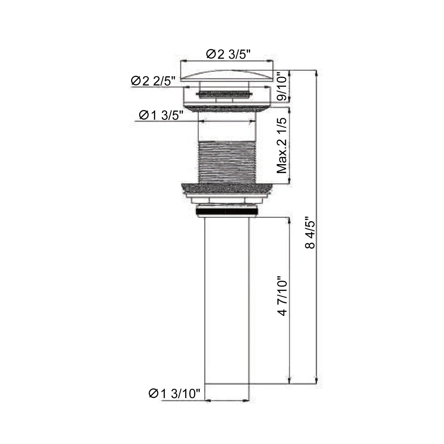 Ratel 3" Chrome Pop-up Drain Without Overflow Hole