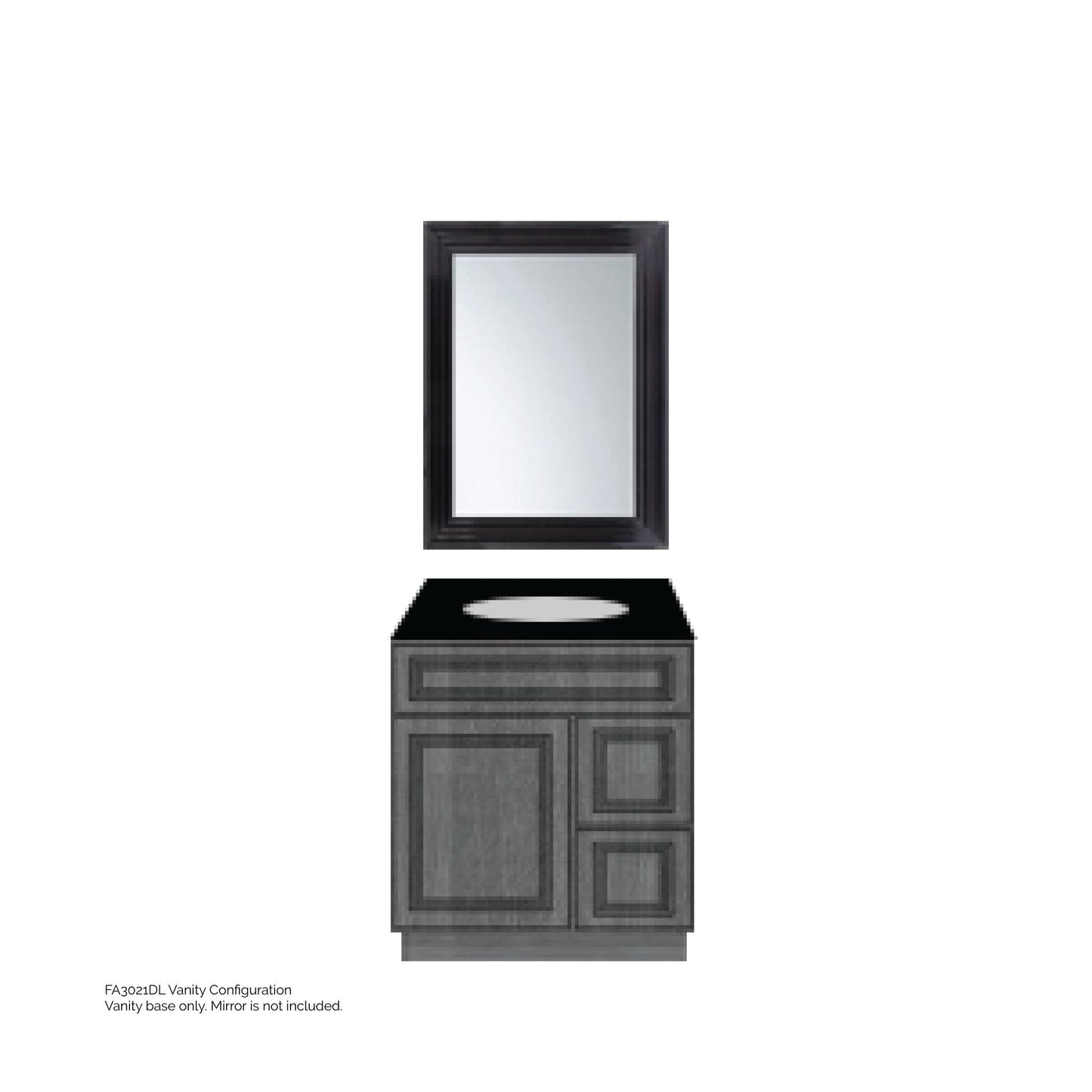 Ratel 30" 2-Drawer Ebony Shaker Vanity With Door on the Left and Dummy Drawer