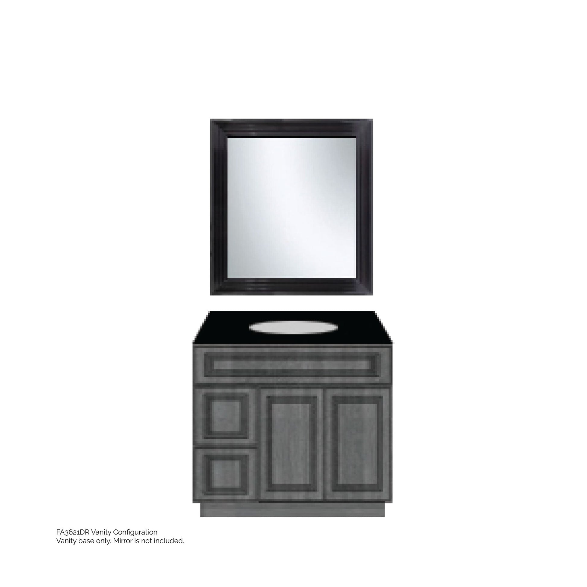 Ratel 36" 2-Drawer Ebony Shaker Vanity With 2 Doors on the Right and Dummy Drawer