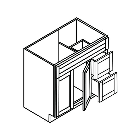 Ratel 36" 2-Drawer Soda Vanity With 2 Doors on the Left and Dummy Drawer