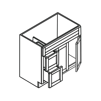 Ratel 36" 2-Drawer Soda Vanity With 2 Doors on the Right and Dummy Drawer
