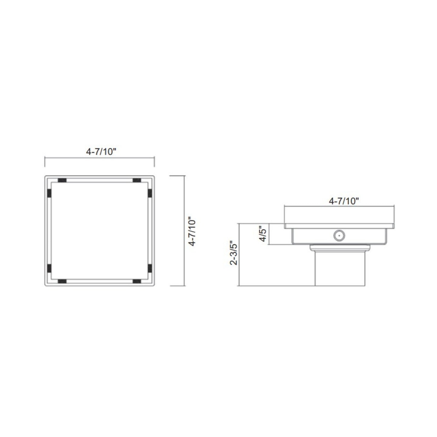 Ratel 5" Square Chrome Tile-Insert Shower Drain