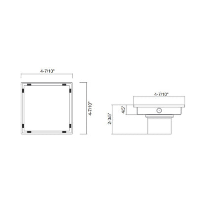 Ratel 5" Square Chrome Tile-Insert Shower Drain