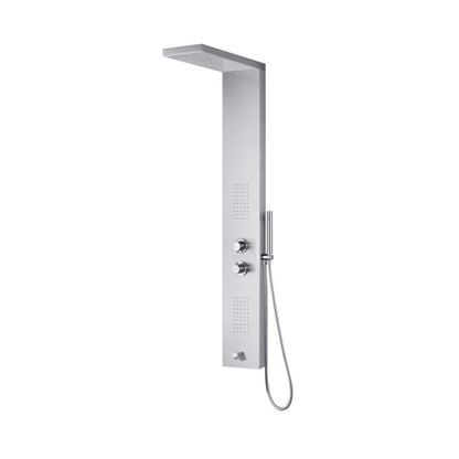 Ratel 59" Brushed Stainless Steel Shower Panel With Built-in Head Shower and 2-Set Massage Jets