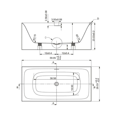 Ratel 59" x 30" White Gloss Acrylic Freestanding Bathtub