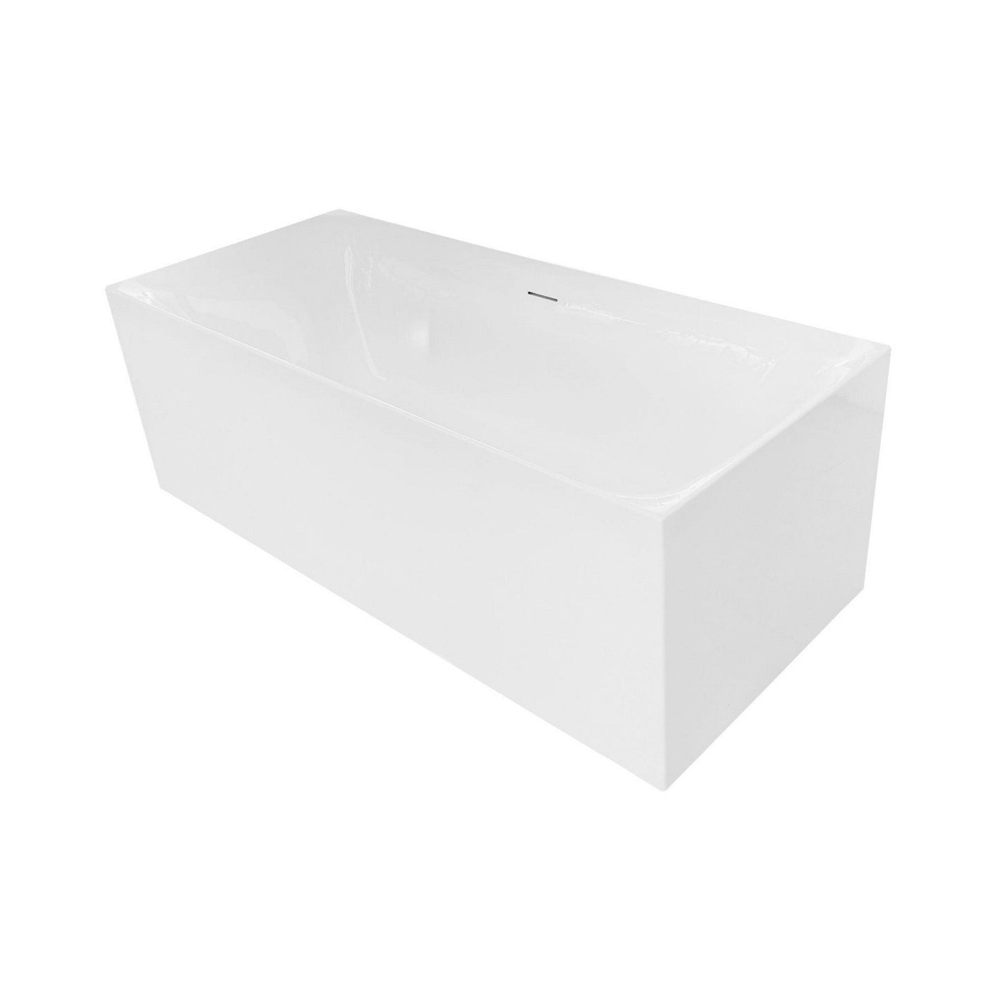 Ratel 59" x 30" White Gloss Acrylic Freestanding Bathtub